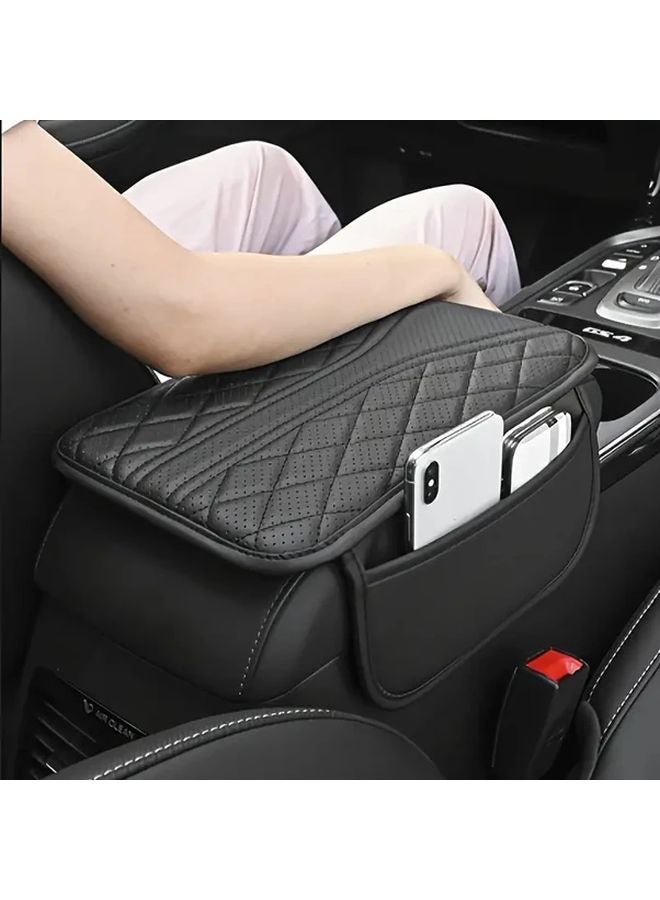Calm Gray Universal Car Armrest Cushion with Storage Pocket Ergonomic Elbow Support - Image 4